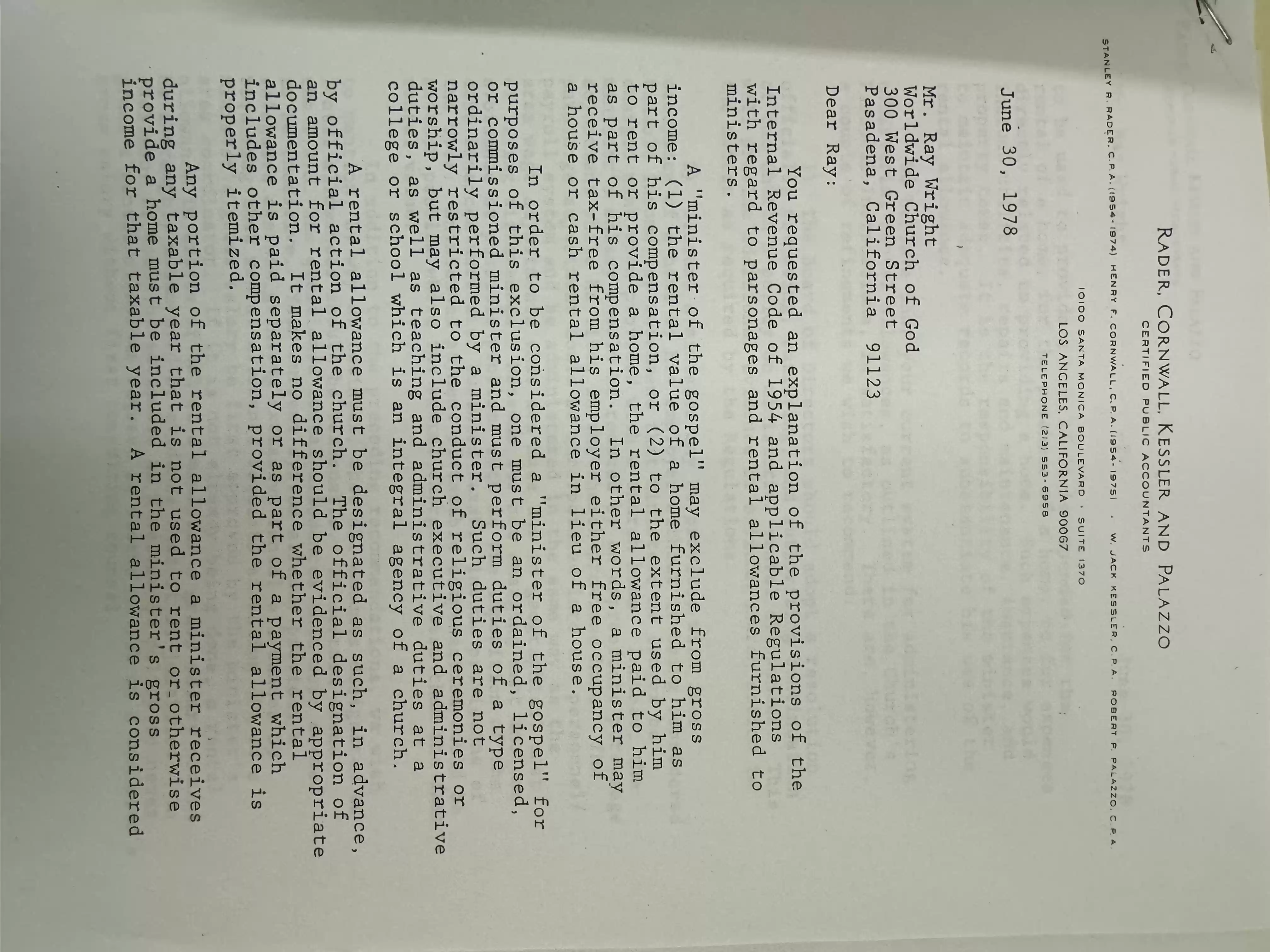 S Rader ltr to Ray Wright,30May1978